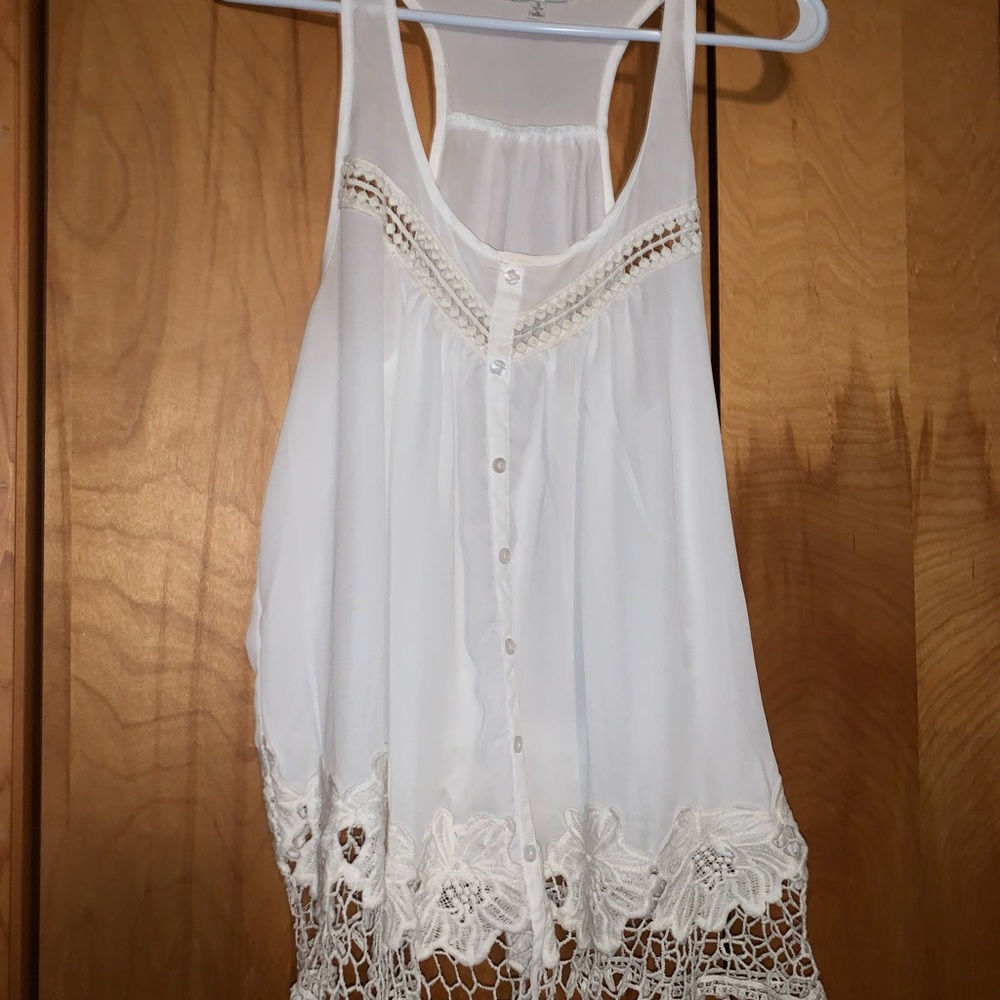 Boutique White Lace Tank Top
